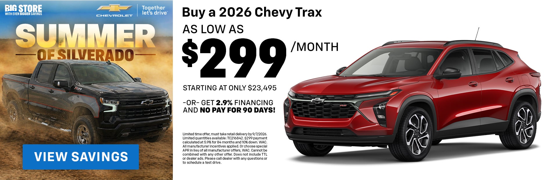 Buy a 2026 Chevy Trax YOUR WAY: payments as low as $299/mo, 