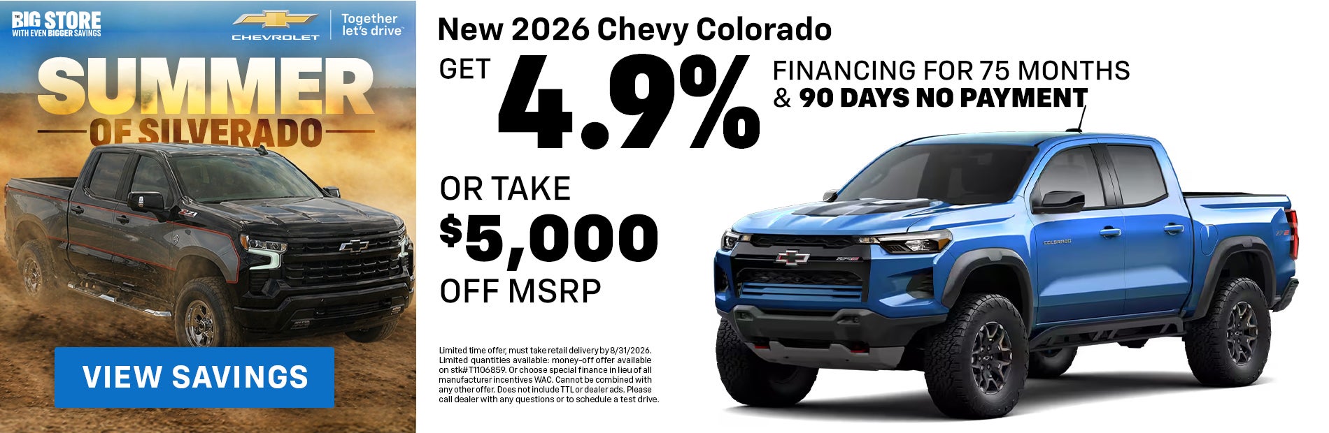 New 2026 Chevy Colorado YOUR WAY: get 4.9% financing for 75 