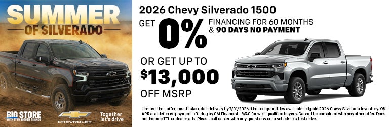During the SUMMER OF SILVERADO, get a new 2026 Chevy Silvera