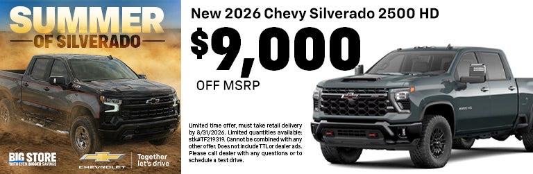 During the SUMMER OF SILVERADO, take up to $9,000 off new 20