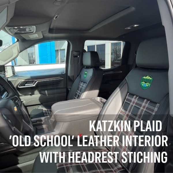 Katzkin Plaid 'Old School' Leather Interior with Headrest Stitching 